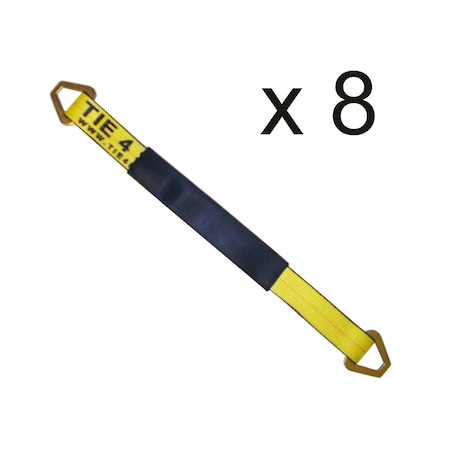 Tie 4 Safe 2" x 48" Axle Straps w/ Sleeve & D Rings, WLL: 3, 333 lbs., PK8 RT41A-48M18-Y-C-8